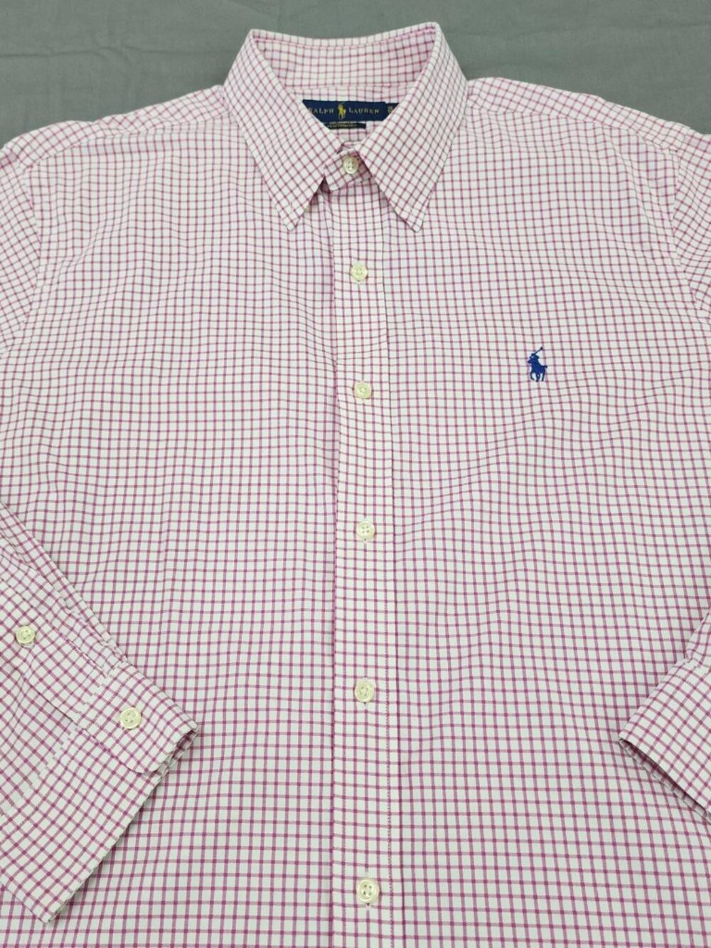 Ralph Lauren Performance Classic Fit Shirt Mens XL Pink White Check Button Down